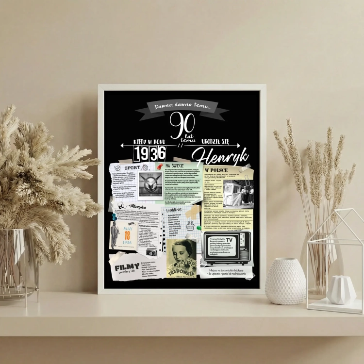Plakat urodzinowy 90 lat - upominek na 90 urodziny - rocznik 1936