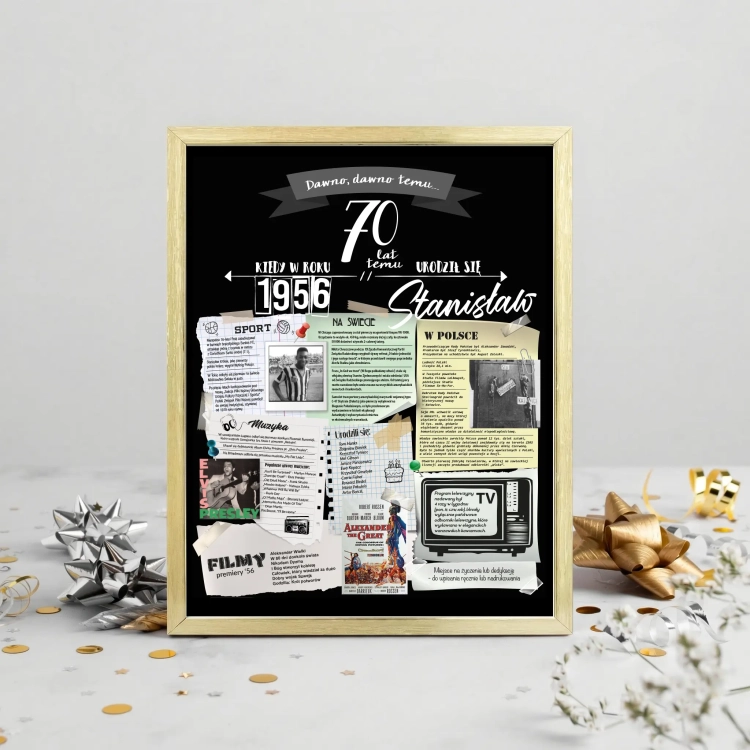Plakat urodzinowy na 70 lat - pomysł na upominek na 70-te urodziny - rocznik 1956