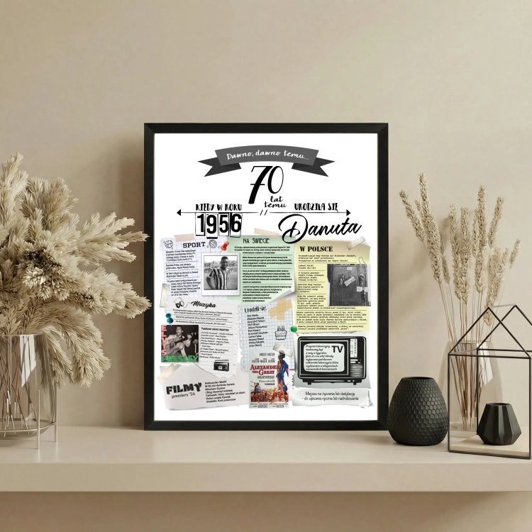 Plakat urodzinowy 70 lat - upominek na 70 urodziny - rocznik 1956
