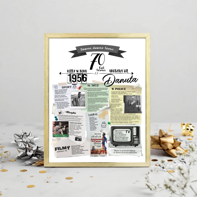 Plakat urodzinowy na 70 lat - pomysł na upominek na 70-te urodziny - rocznik 1956