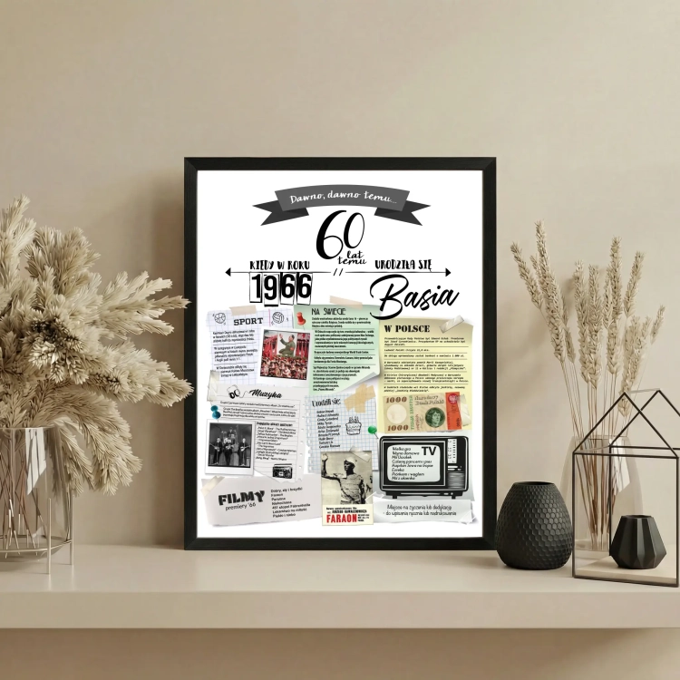 Plakat urodzinowy 60 lat - upominek na 60 urodziny - rocznik 1966