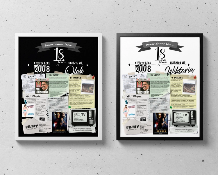 Plakat urodzinowy na 18 urodziny – personalizowany prezent na osiemnastkę