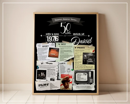 Plakat urodzinowy na 50-te urodziny - rocznik 1976 - pomysł na prezent urodzinowy na 50-tkę