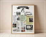 Plakat urodzinowy na 70-te urodziny - rocznik 1956 - pomysł na prezent urodzinowy na 70-tkę (kolor biały)