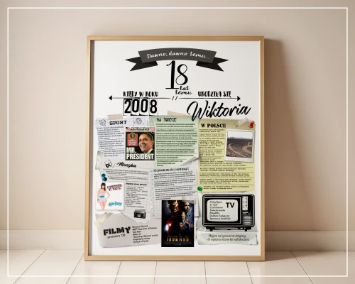 Plakat urodzinowy na 18-ste urodziny - rocznik 2008 - pomysł na prezent urodzinowy na 18-stkę